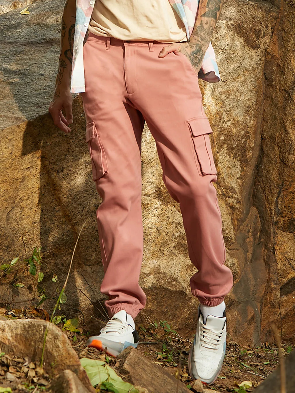 Cuffed Hem Cargo Trousers