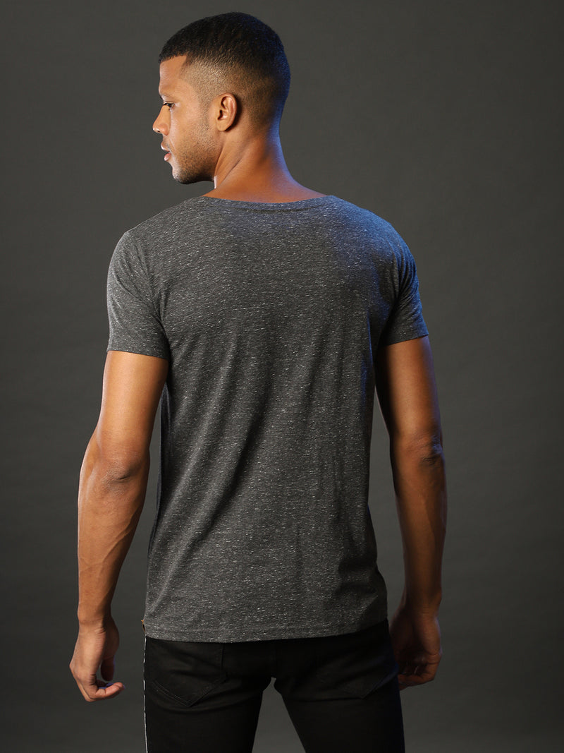Round Neck Zip T-Shirt