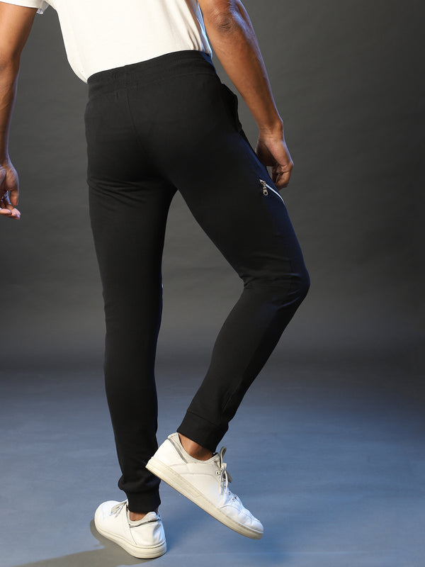 Solid Trackpants With Contrast Zipper Details