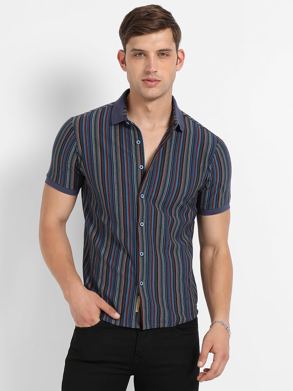 Contrast Knitted Shirt