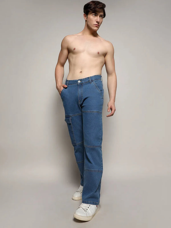 Panel Patch Pocket Denim Jeans