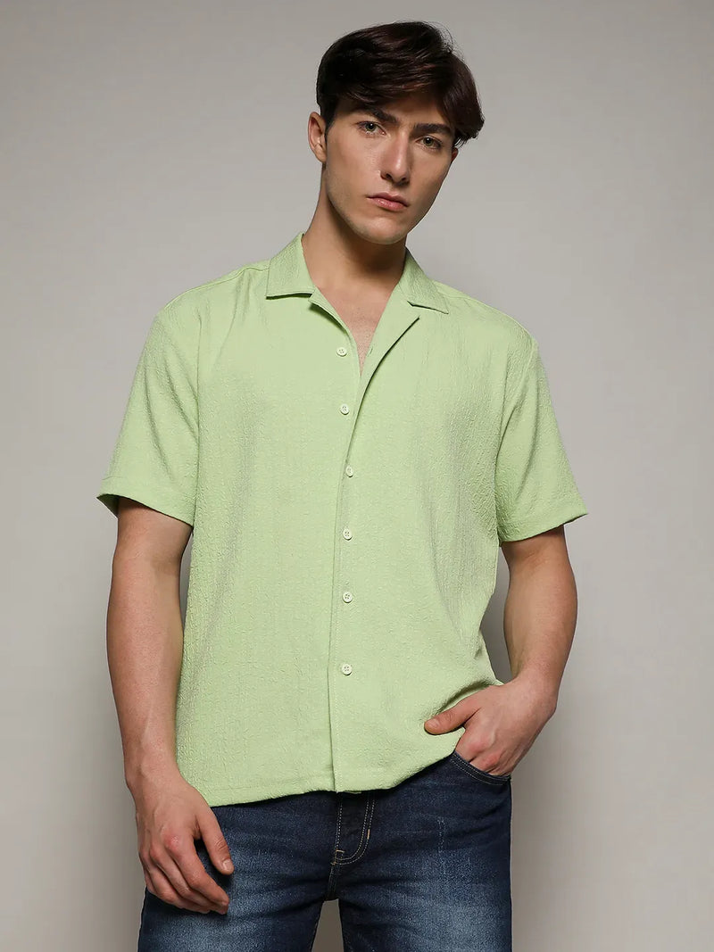 Self-Design Creased Box Shirt