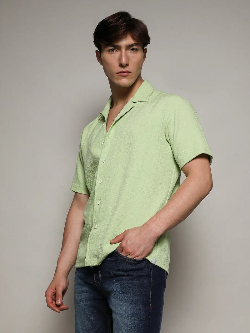 Self-Design Creased Box Shirt