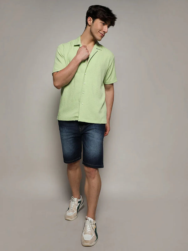 Self-Design Creased Box Shirt