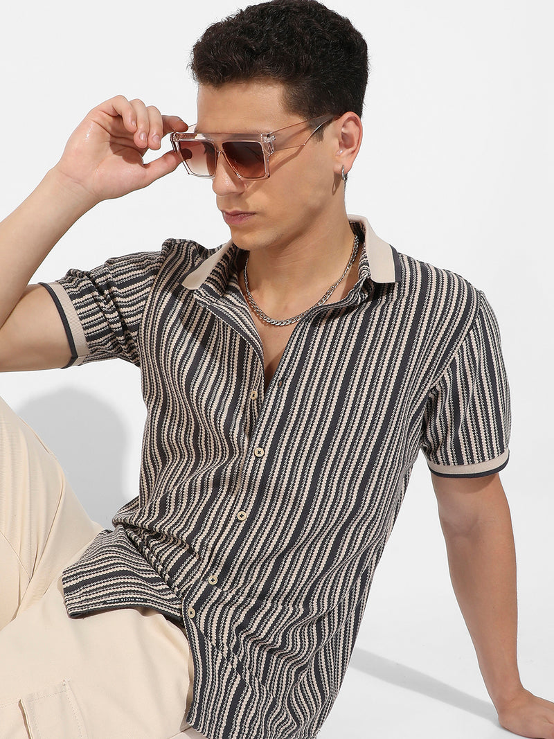 Contrast Knitted Shirt
