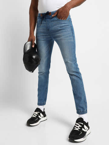 Cinched Hem Denim Jeans