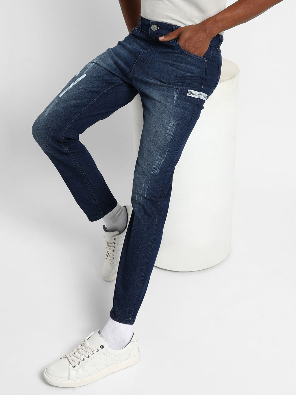 Embroidered Patched Denim Jeans
