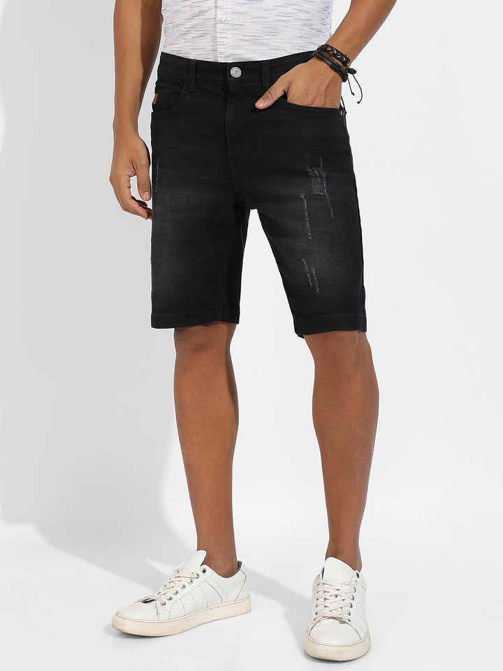 Distressed Denim Shorts