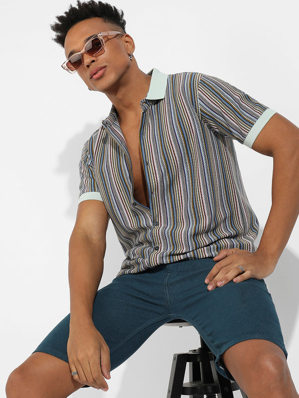 Contrast Knitted Shirt