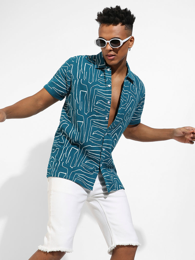 Abstract Lines Print Shirt