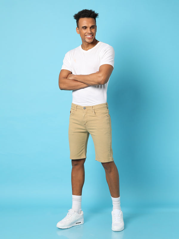 Solid Regular Denim Shorts