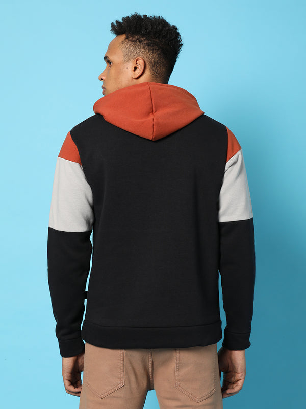 Colourblocked Hoodie With Kangaroo Pocket