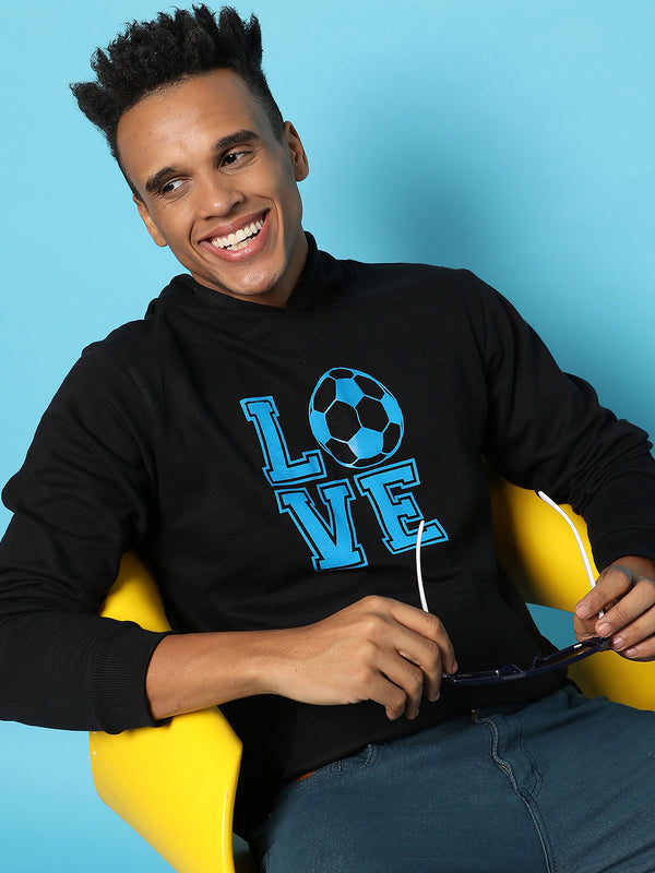 Typography Print Hoodie With Kangaroo Pocket