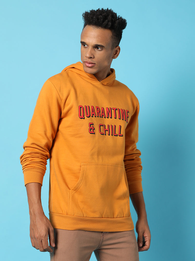 Typography Print Hoodie With Kangaroo Pocket