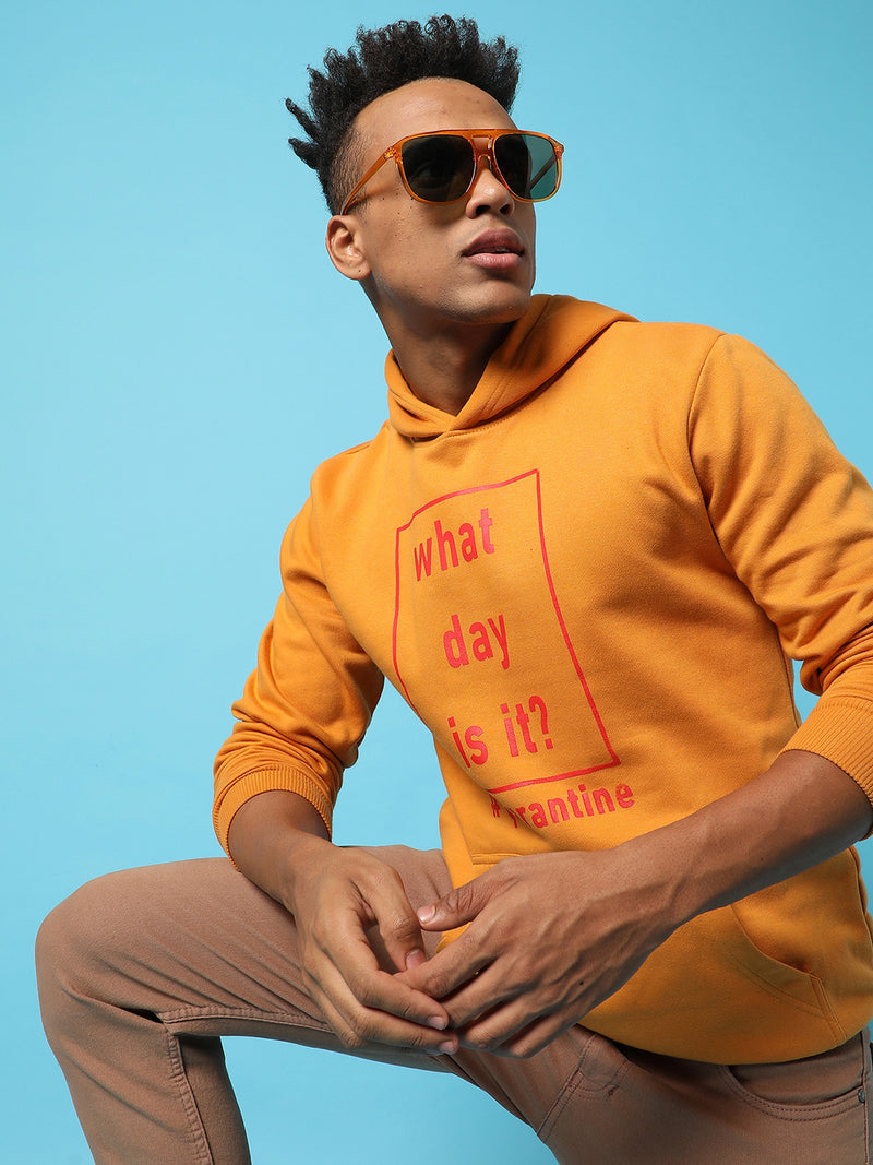 Typography Print Hoodie With Kangaroo Pocket