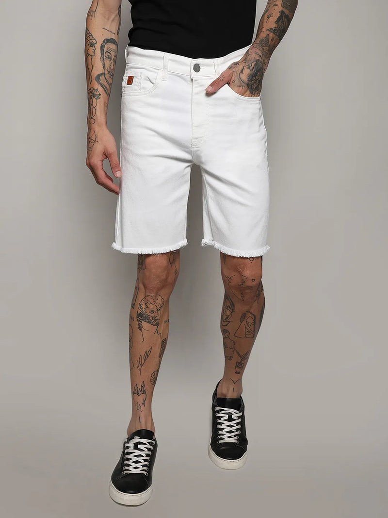 Ripped Hem Denim Shorts